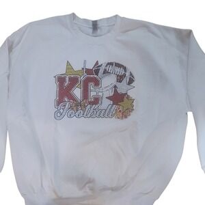 Custom Kansas City Football Sweatshirt Gildan Heavy Blend Womens 2XL White